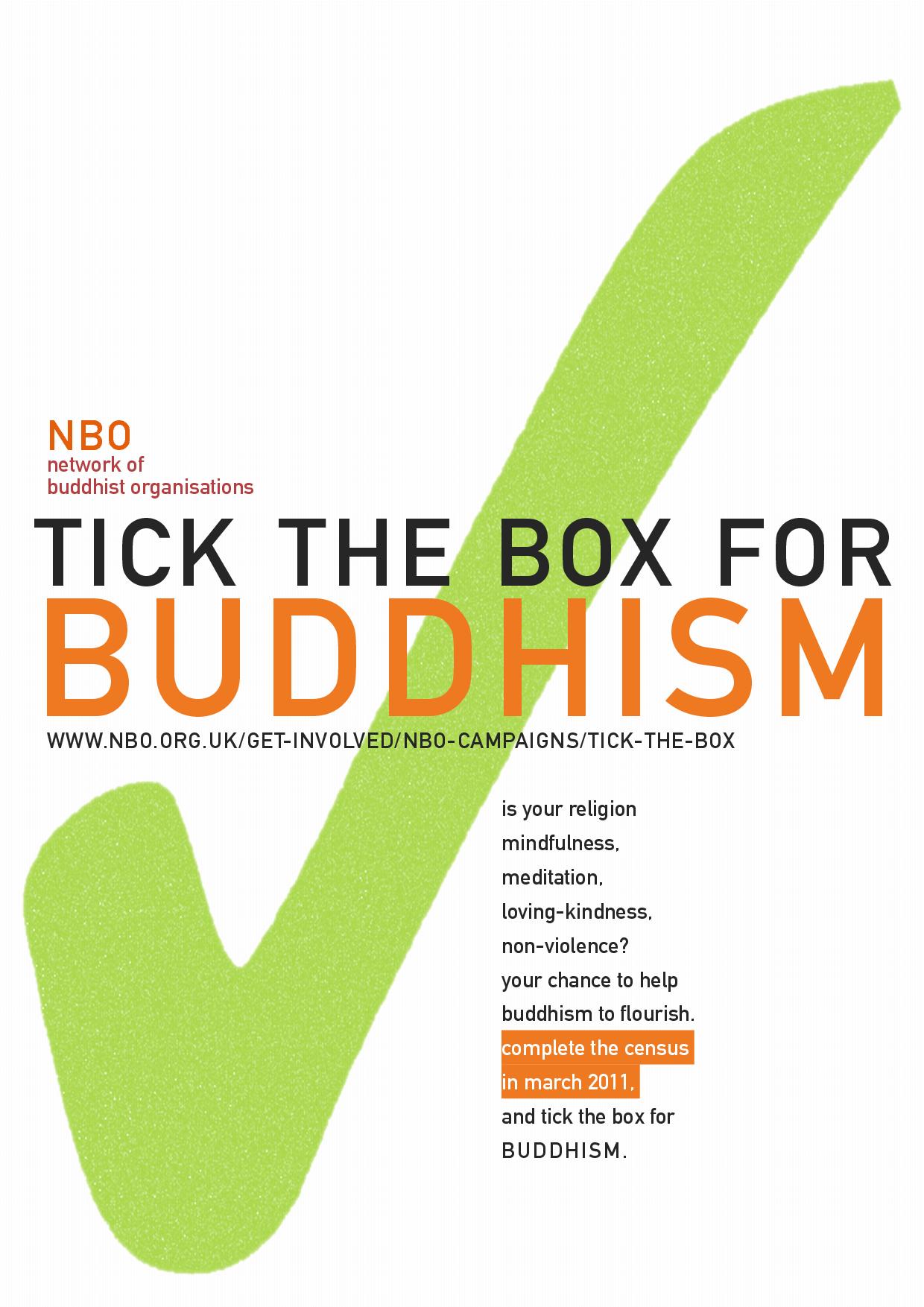 tick the box for Buddhism - poster
